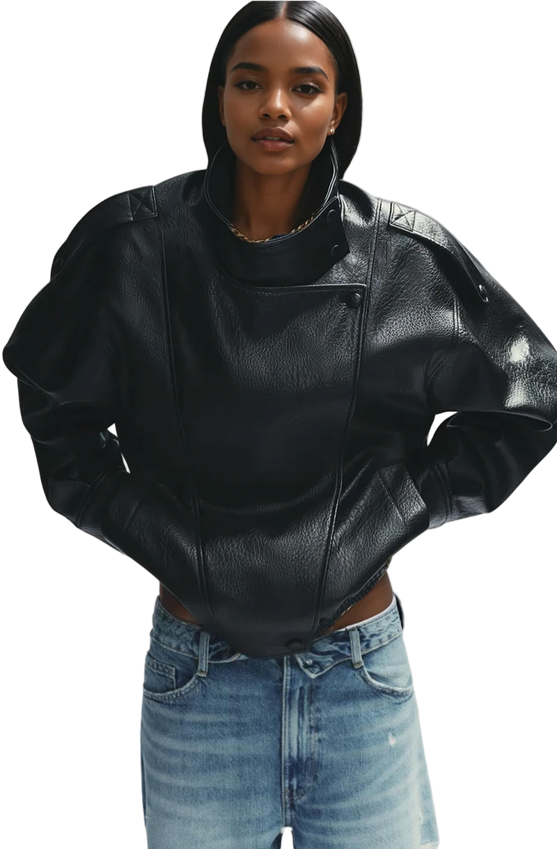 Victoria Faux Leather Bomber Jacket