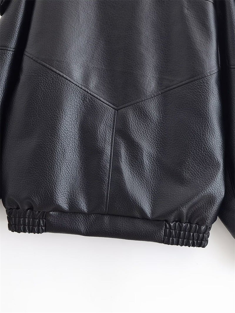 Victoria Faux Leather Bomber Jacket